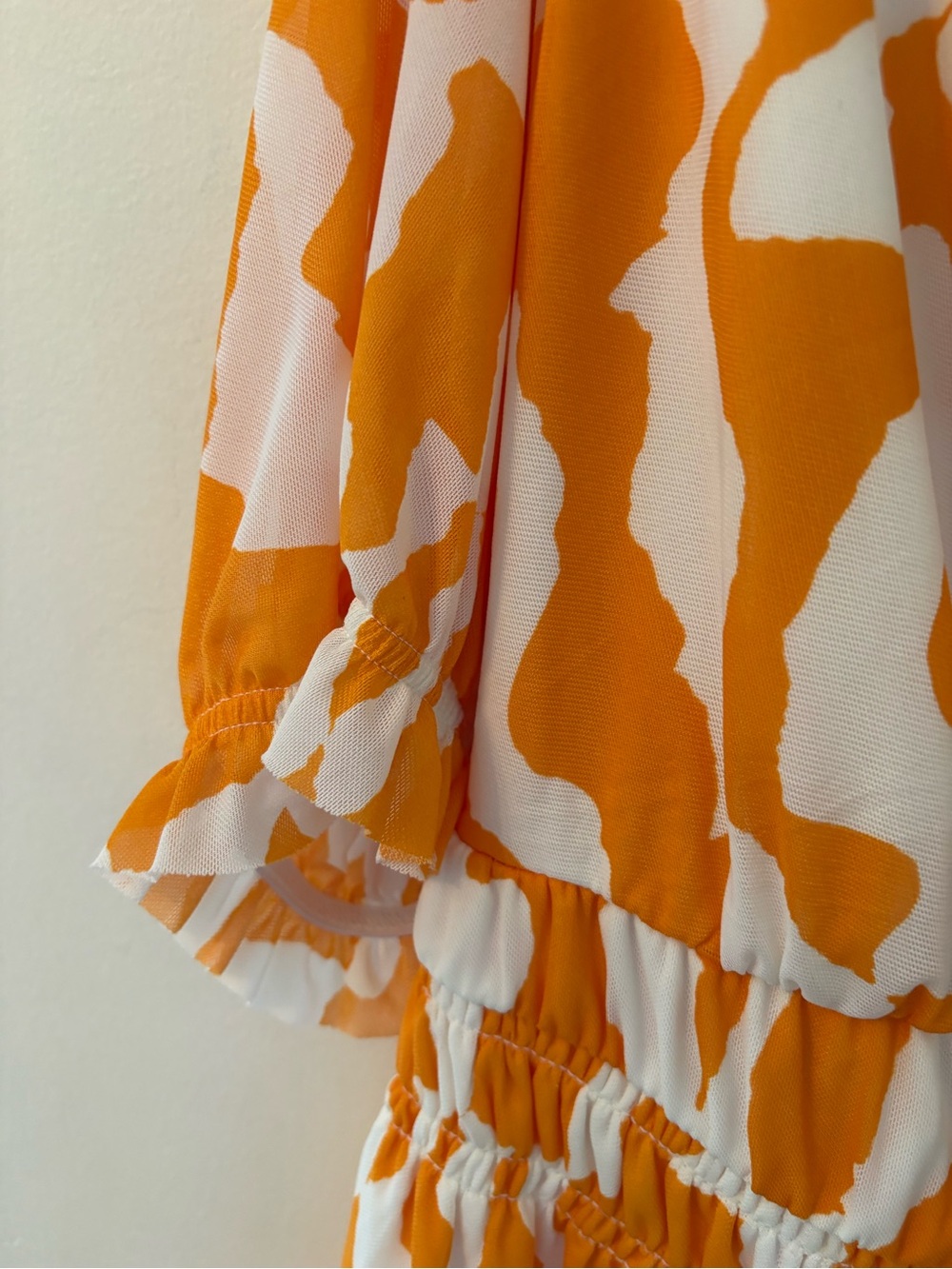 Ava & Viv XXL Orange Abstract Print Peplum V-Neck Blouse NWT Short Sleeve Top - Picture 2 of 11